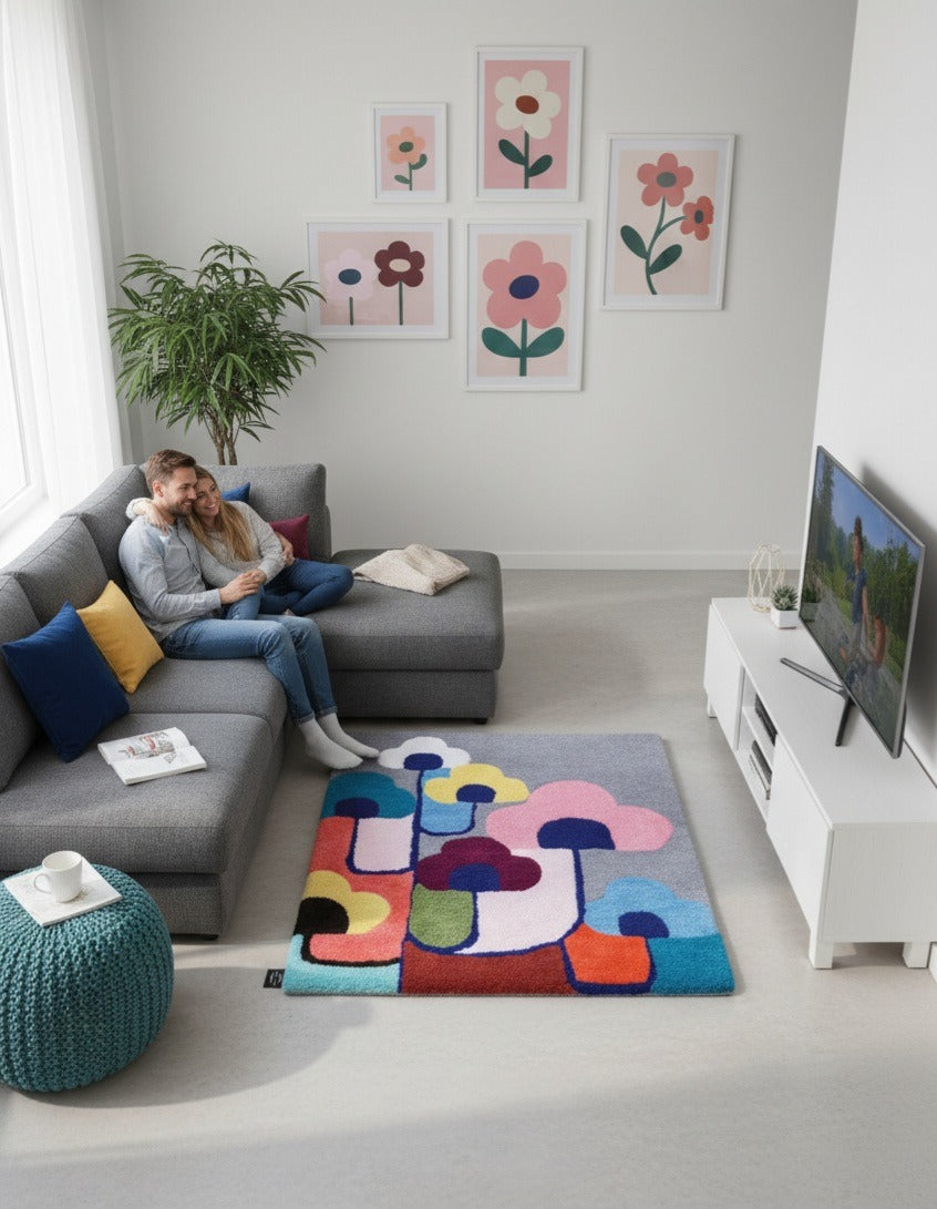 Flower Art Rug - Handmade rug