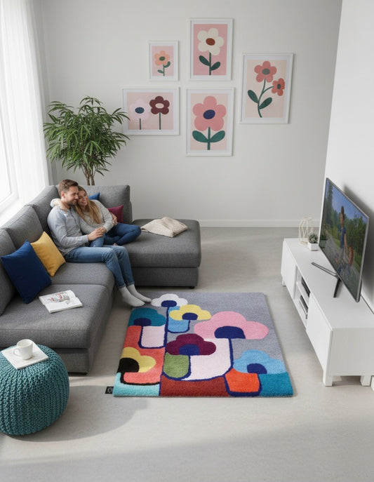 Flower Art Rug - Handmade rug