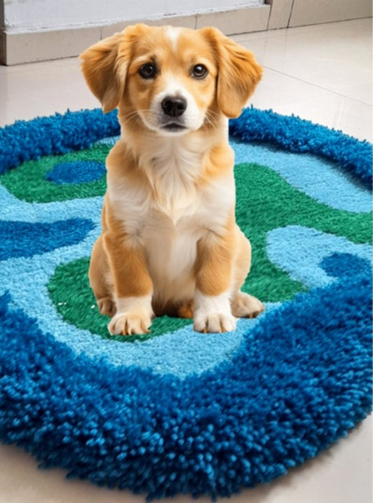 Dog and Cat Bed Rug - Blue/Green